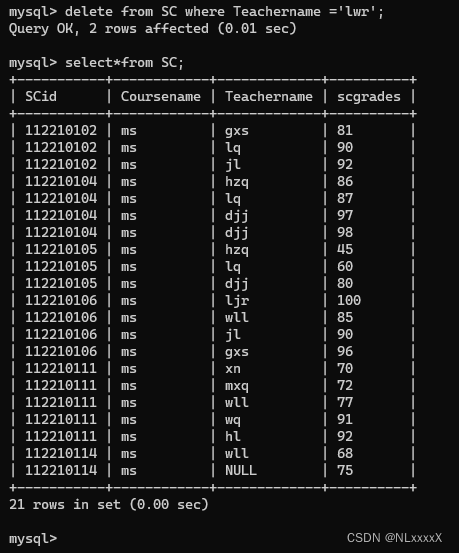 MySQL数据库应用实验报告——实验2 表数据插入、修改和删除