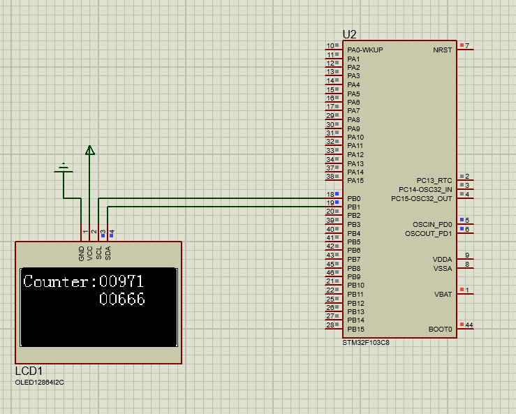 STM32用标准库做定时器定时1秒更新OLED的计数值（Proteus仿真）