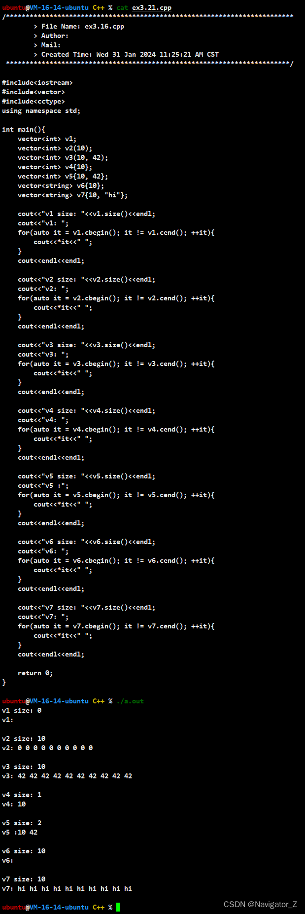 C++ //练习 3.21 请使用迭代器重做3.3.3节（第94页）的第一个练习。