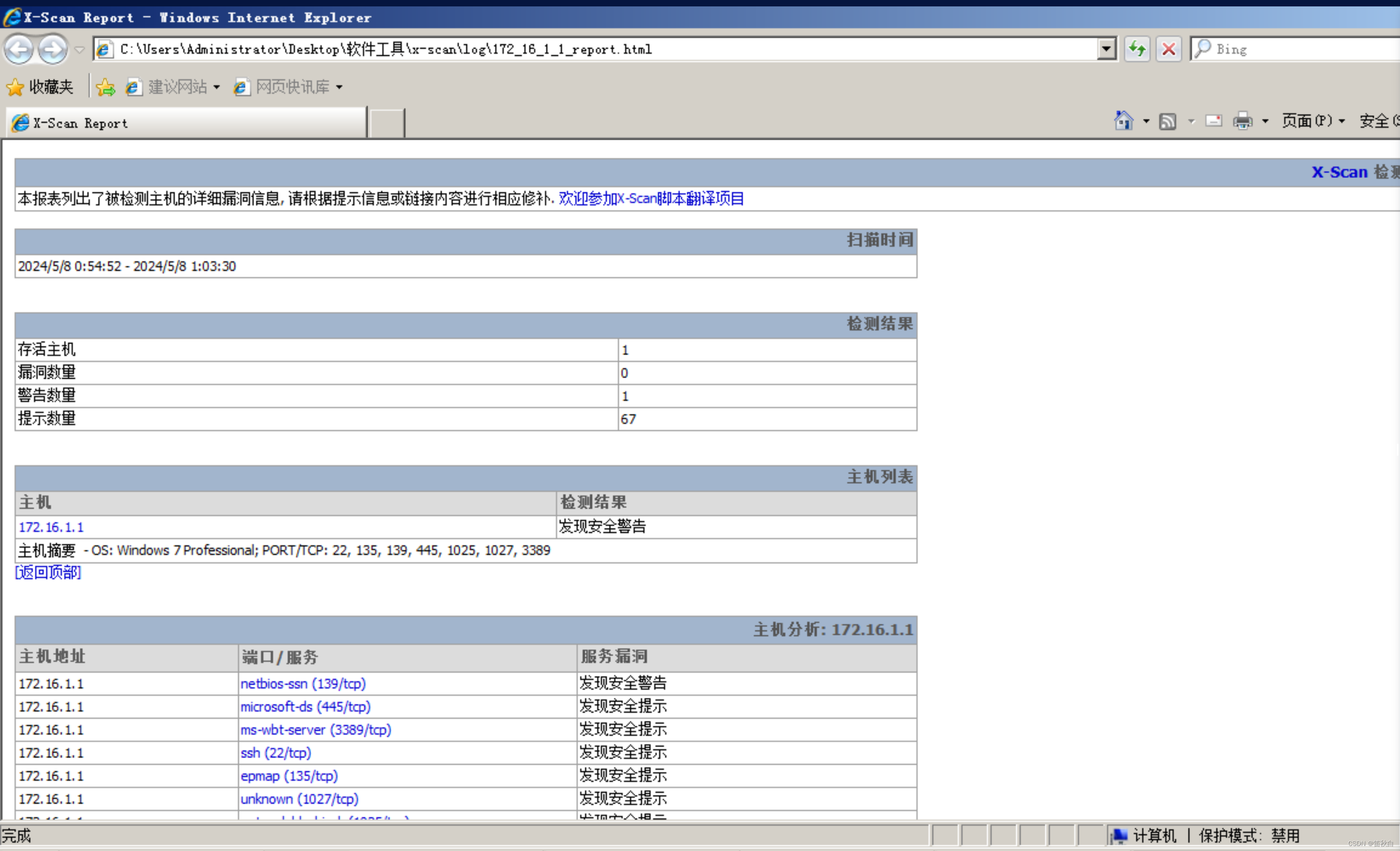 21物联1班常用网络扫描