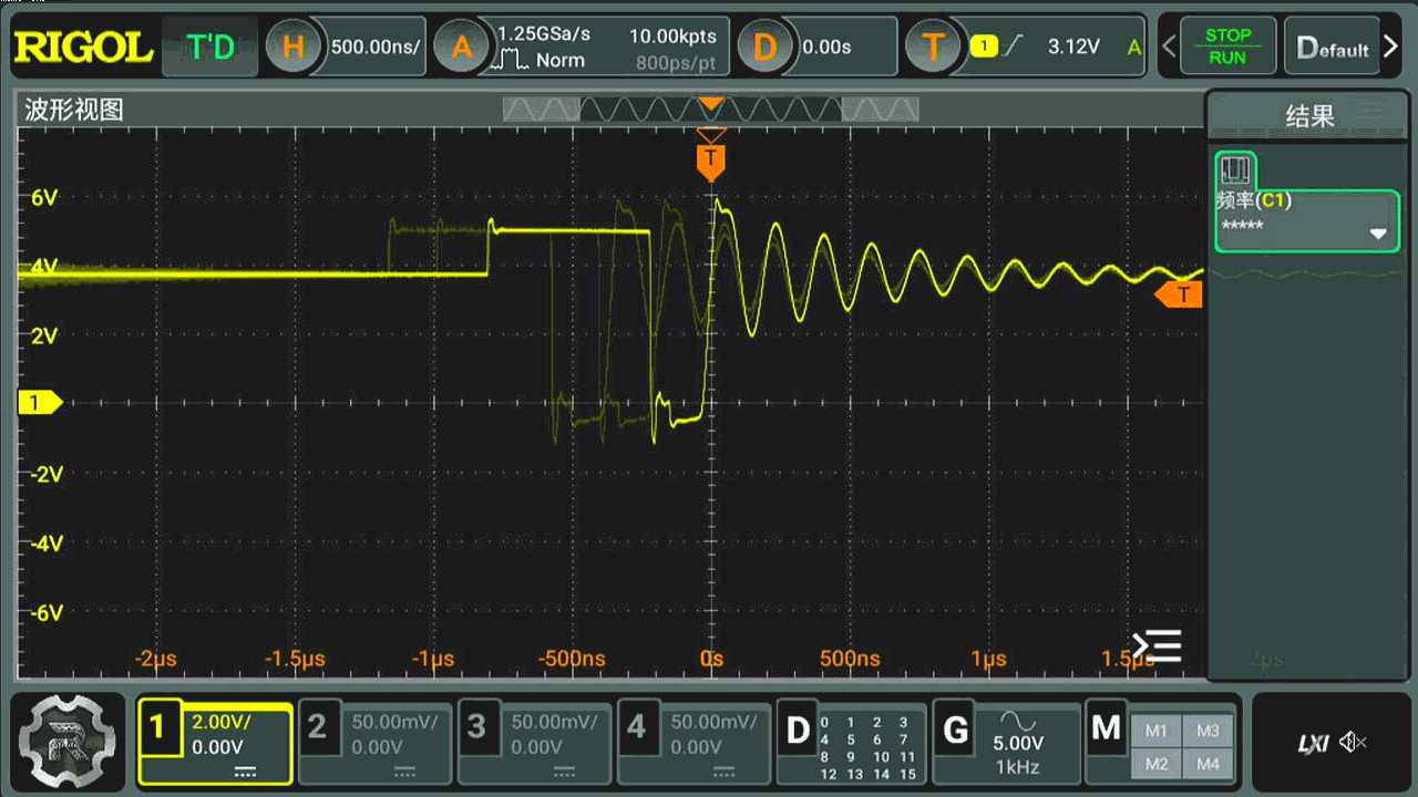 ▲ 图1.2.2  电感上的电压波形(负载10mA)