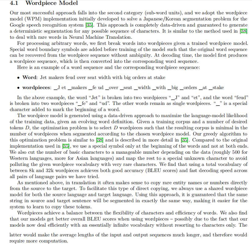 [wordpiece]论文分析：Google’s Neural Machine Translation System