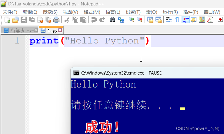 notepad++运行python闪一下就没啦