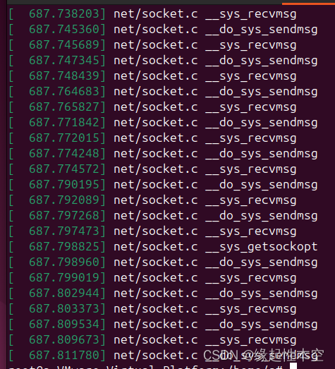 【linux】给net/socket.c部分接口添加pr_info后运行情况