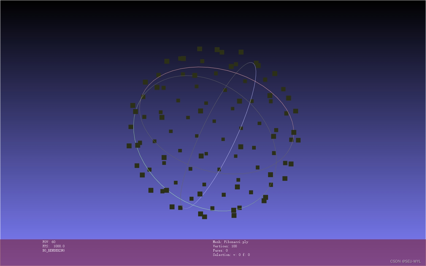 meshlab: pymeshlab球面均匀采样点云（斐波那契采样Fibonacci）