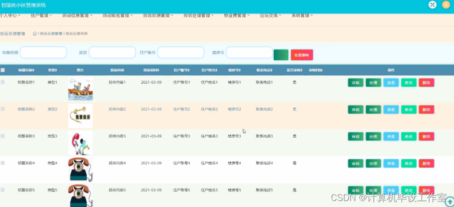 首页功能模块智能化小区管理系统,在系统首页可以查看首页,活动信息