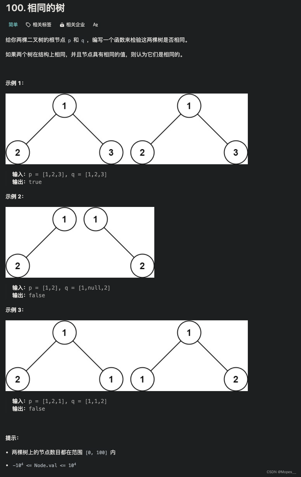 Python | Leetcode Python题解之第100题相同的树