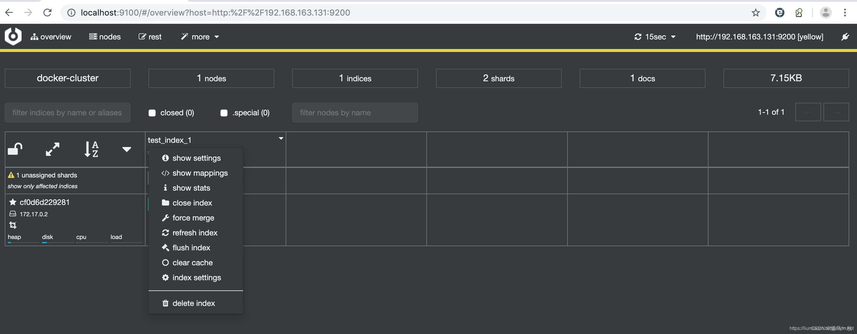 docker 安装elasticsearch、kibana、cerebro