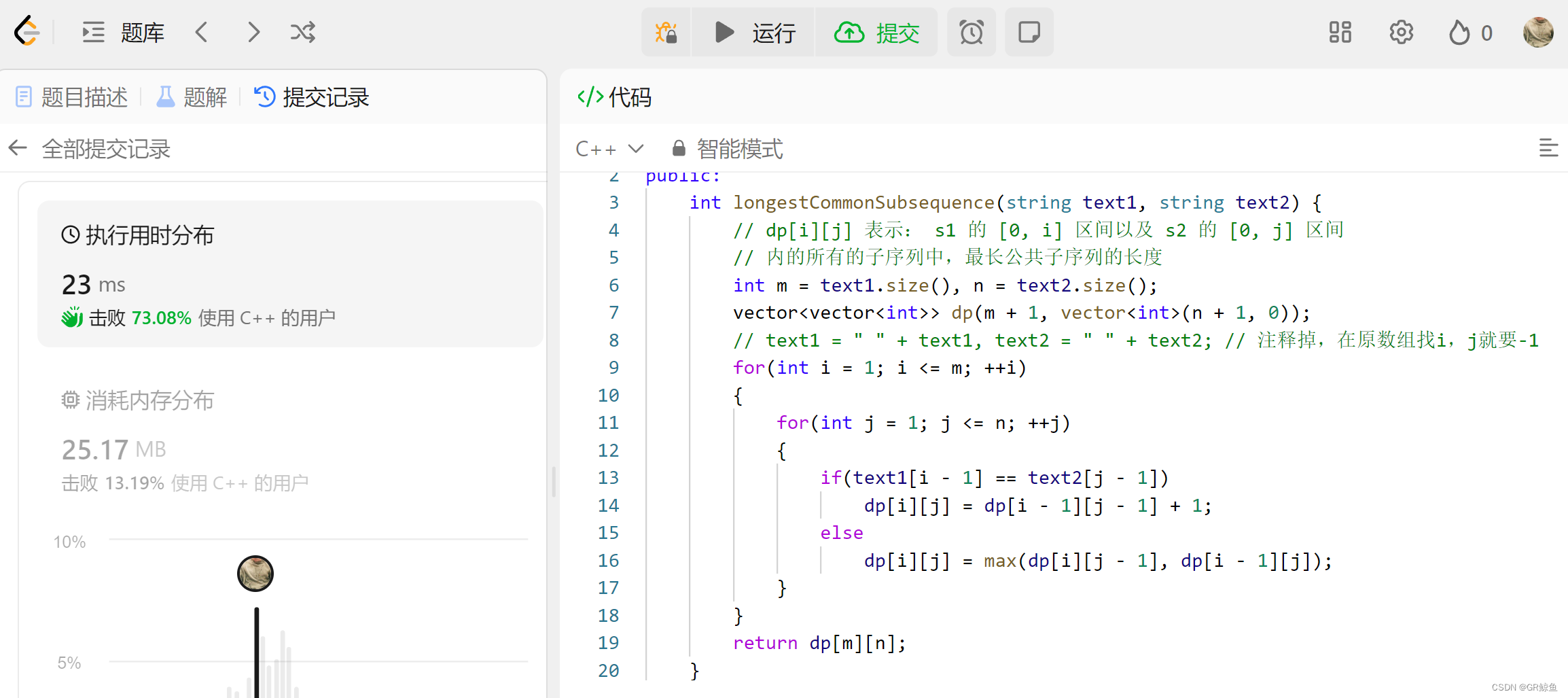 每日OJ题_两个数组dp①_力扣1143. 最长公共子序列