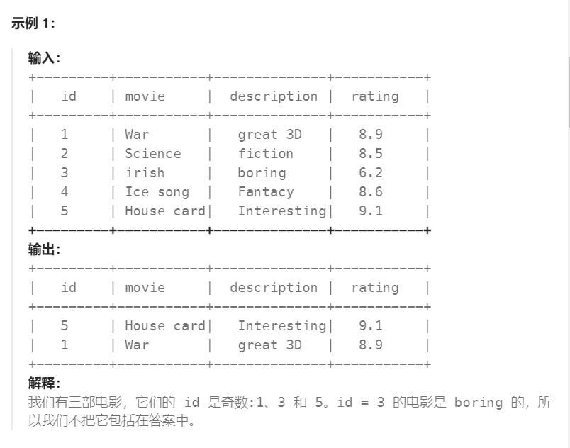 15 - 有趣的电影（高频 SQL 50 题基础版)