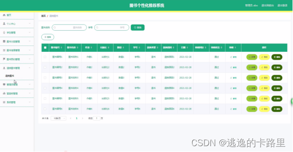 图5-10退换图书管理界面图