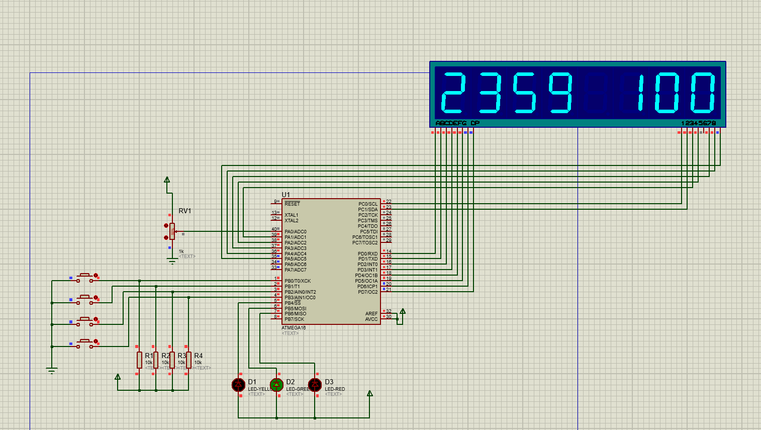 【TB作品】体重监控系统，ATMEGA16单片机，Proteus仿真