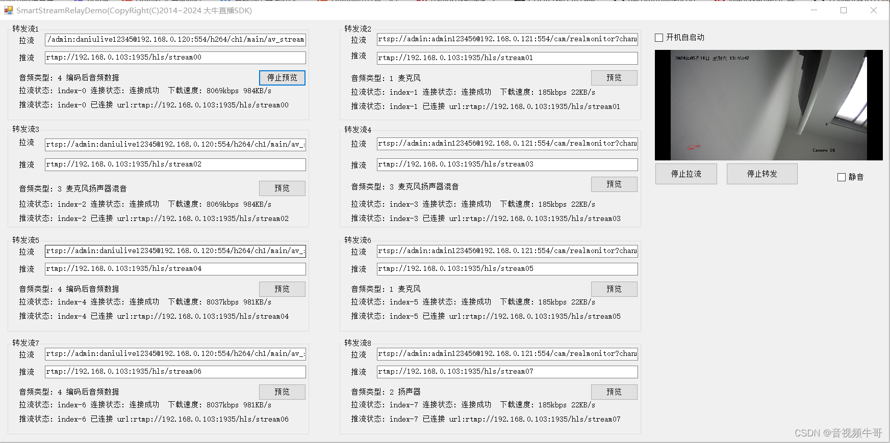 Windows平台C#版RTSP转RTMP直播推送定制版