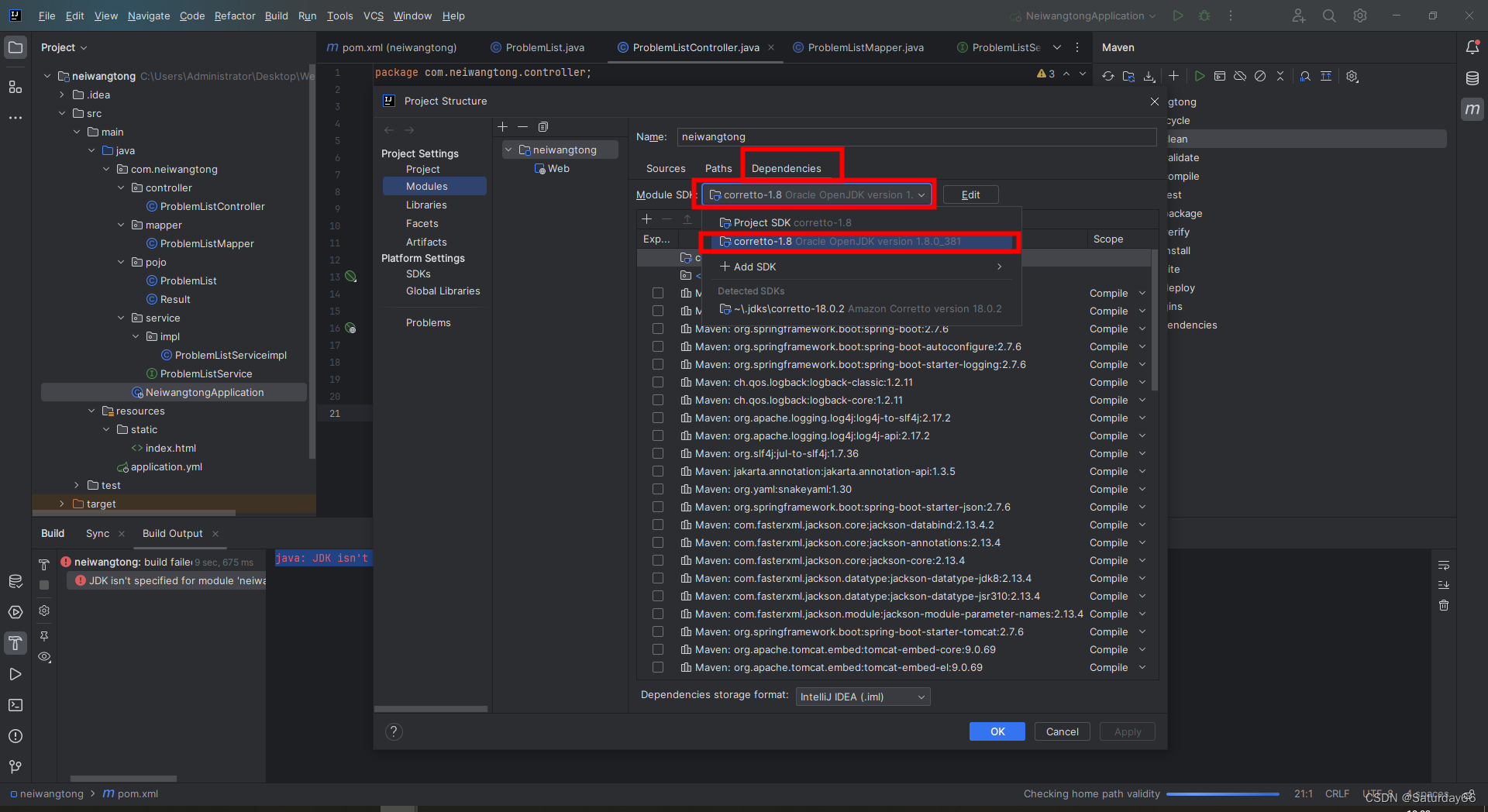 java: JDK isn‘t specified for module ‘XXX‘