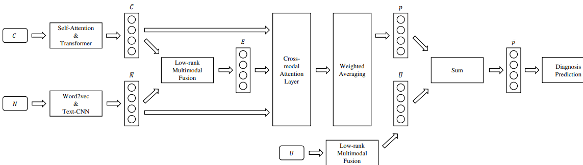 Multimodal Attention-based Fusion Networks for Diagnosis Prediction