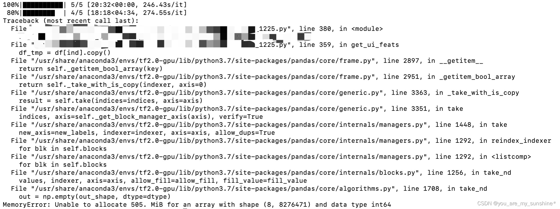 MemoryError: Unable to allocate 505. MiB for an array with shape (8, 8276471) and data type int64