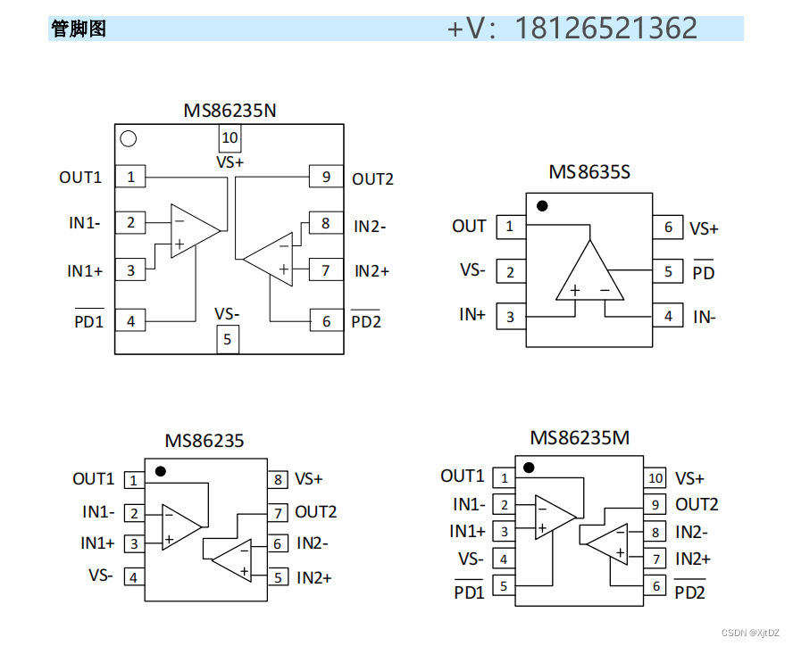 MS86235运算放大器可Pin to Pin兼容OPA2835