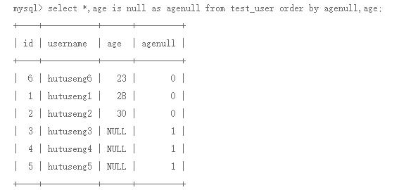 MySQL中order by排序时，数据存在null，排序在最前面