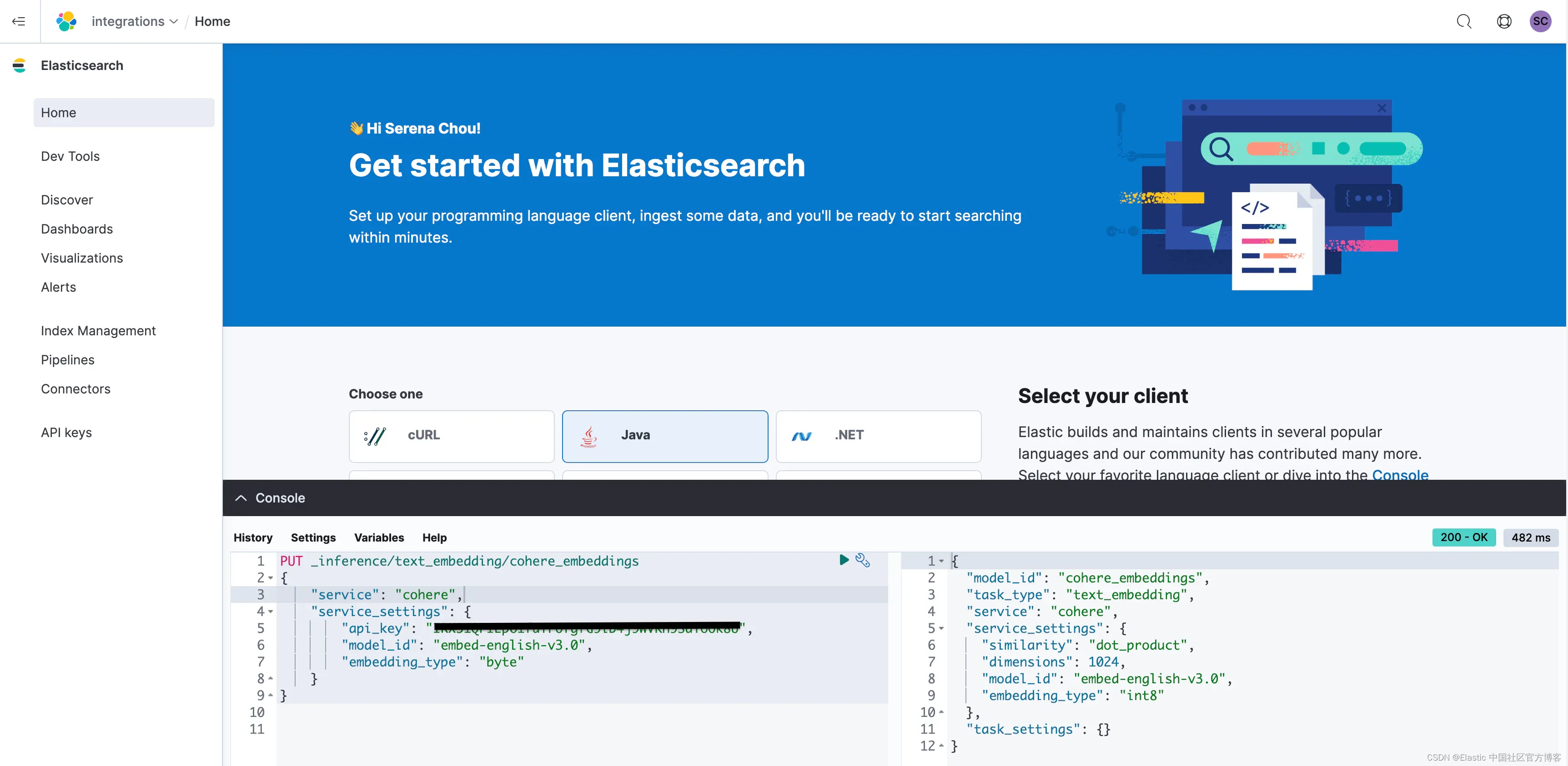 Elasticsearch 开放 inference API 增加了对 Cohere Embeddings 的支持