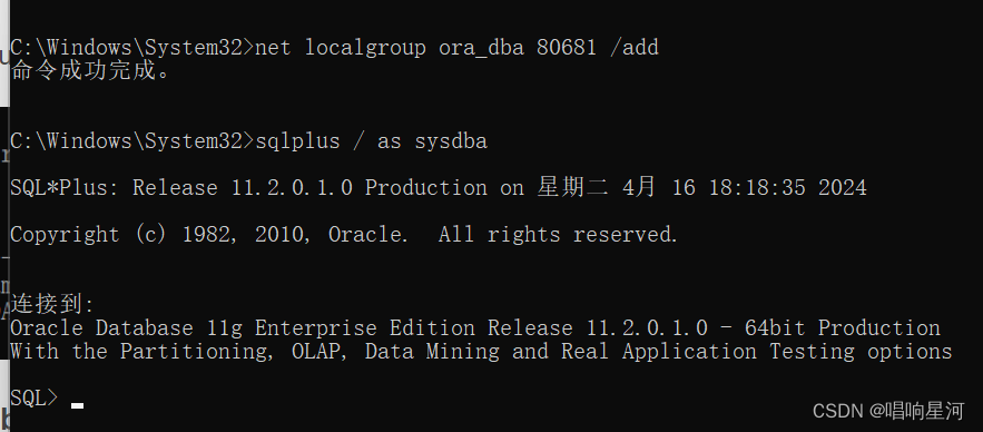 oracle安装后报错ORA-01031: insufficient privileges