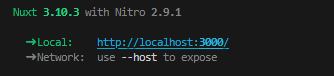 Nuxt3配置<span style='color:red;'>本地</span><span style='color:red;'>访问</span><span style='color:red;'>链</span><span style='color:red;'>接</span> -- Network: use --host to expose