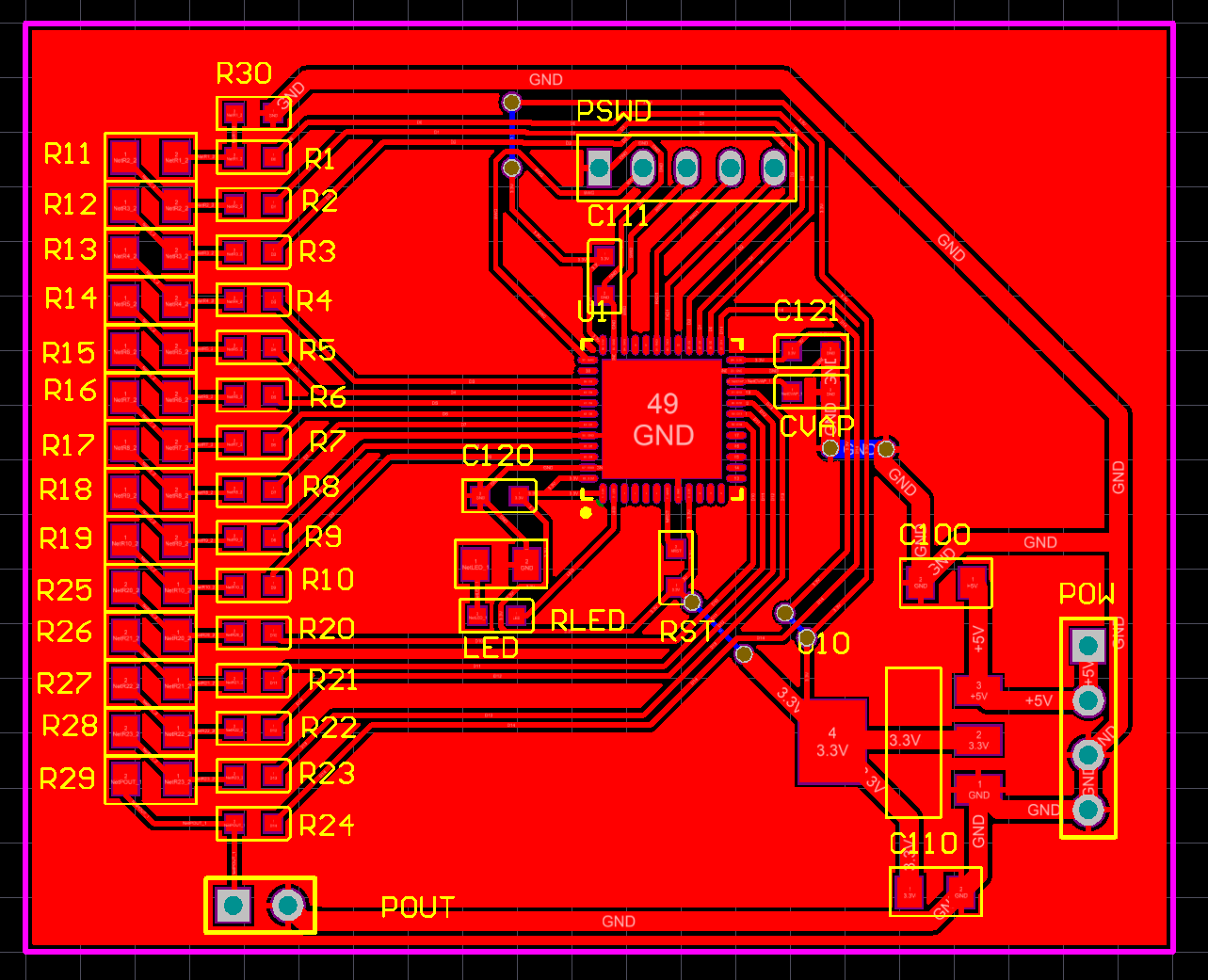 2.2 测试电路pcb板图