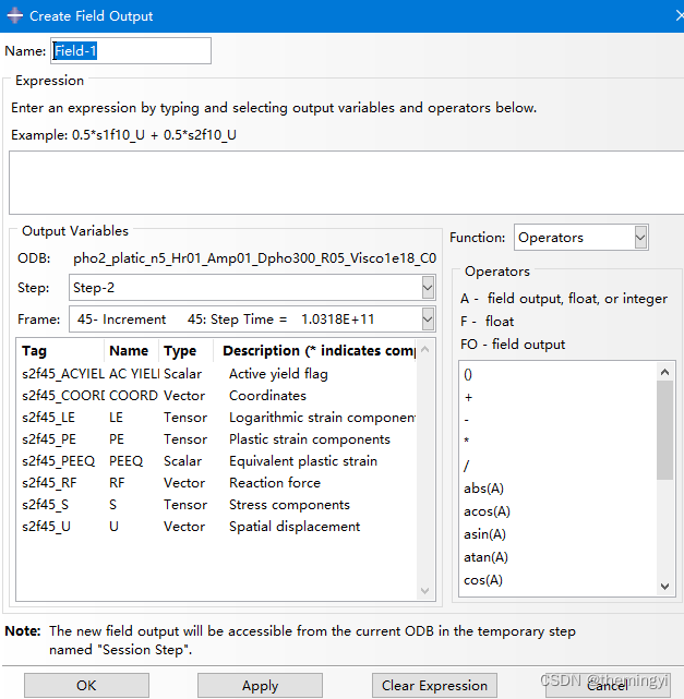 Abaqus Creat Field Output