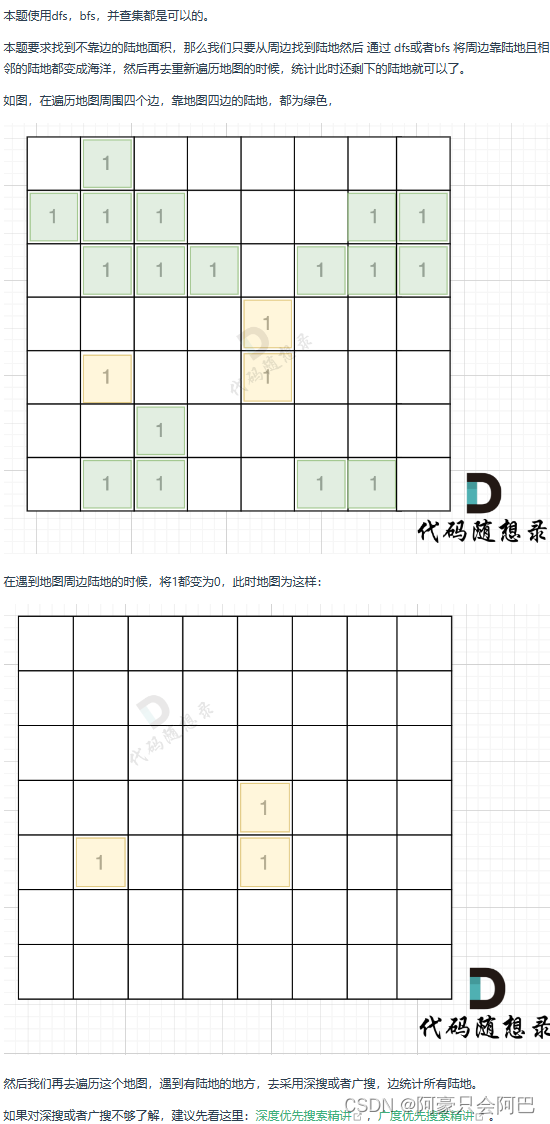 代码随想录（番外）图论3|1020. 飞地的数量|130. 被围绕的区域