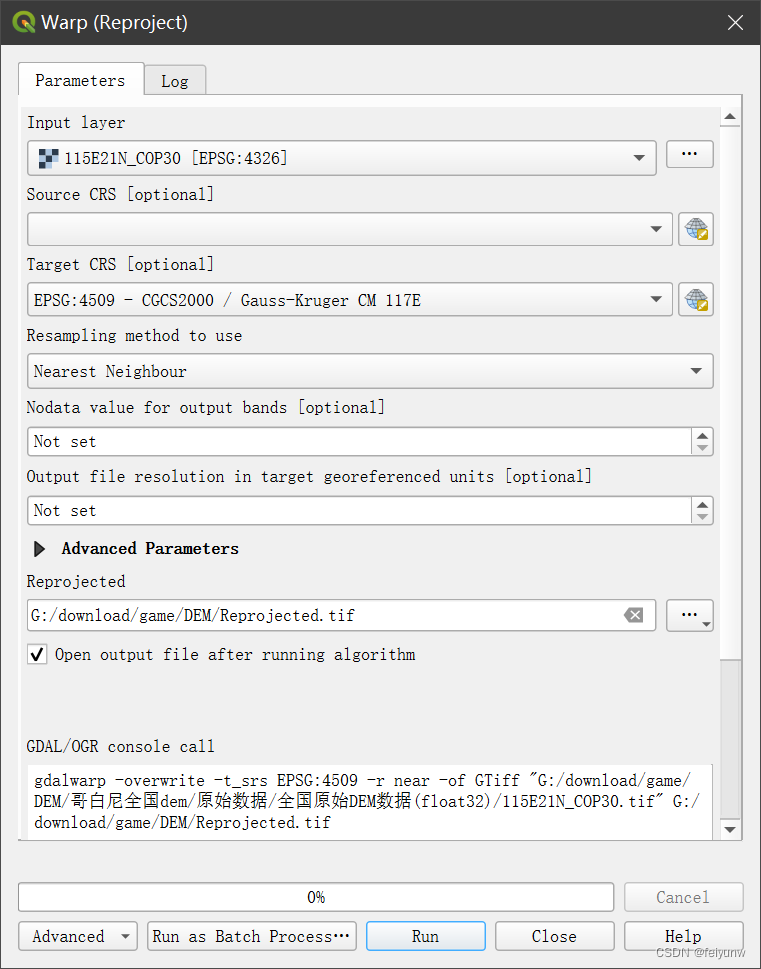 QGIS Reproject