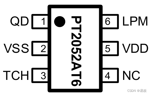 PT2052A SOT23-6 管脚示意图