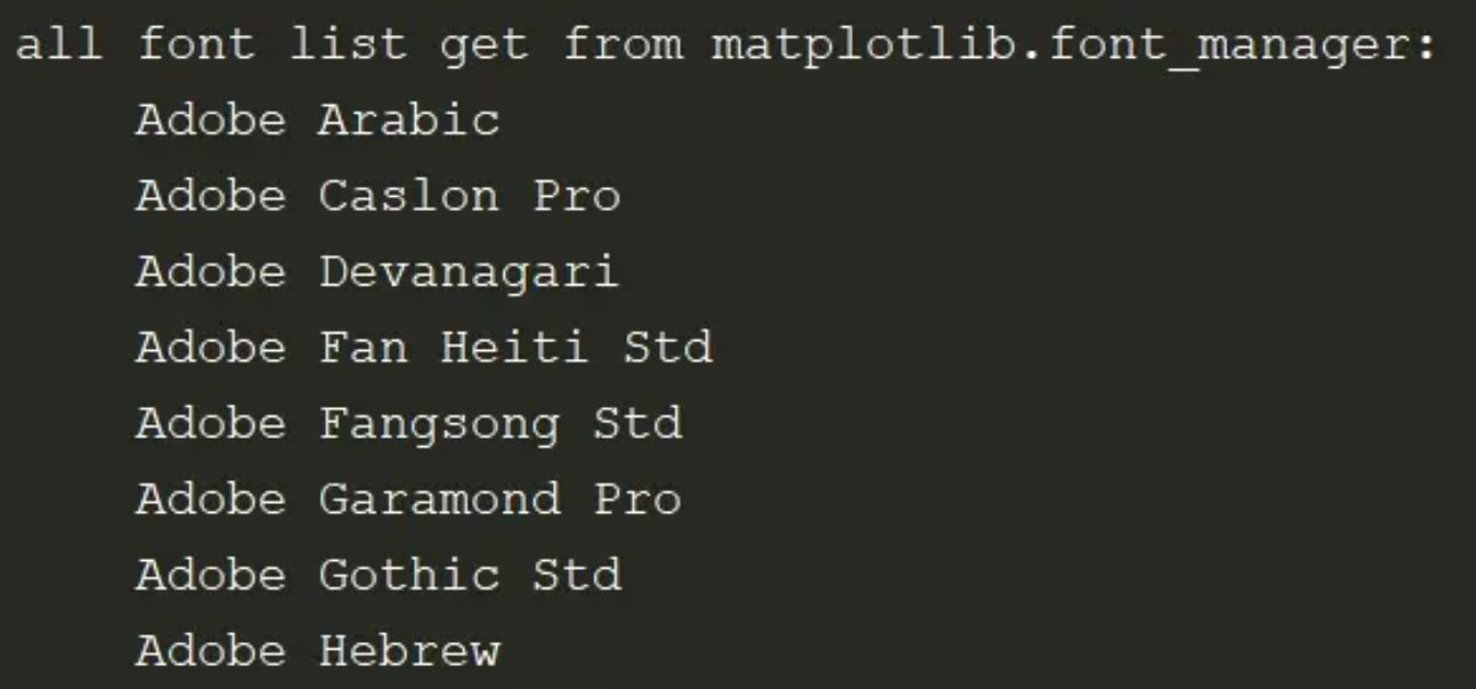 matplotlib查询当前系统所有字体