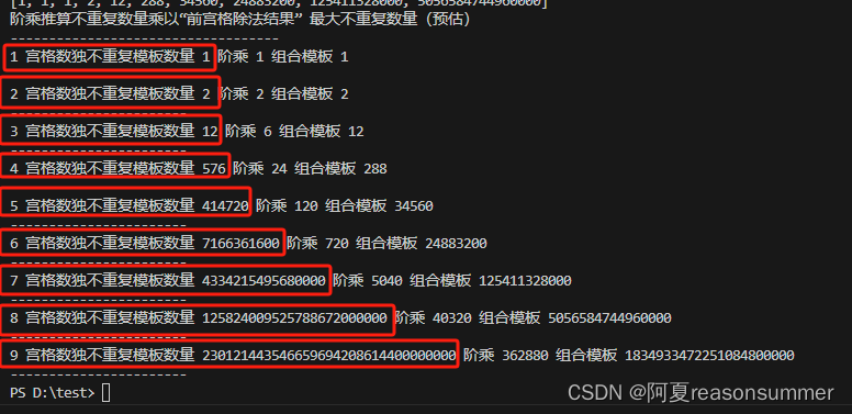 【教学类-43-16】 20240106 推算5-9宫格数独可能出现的不重复题量（N宫格数独模板数量的推算）