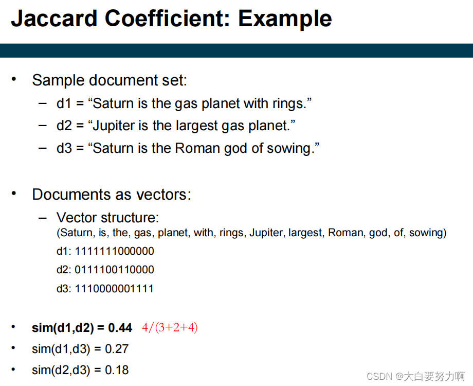 Jaccard Coefficient Example