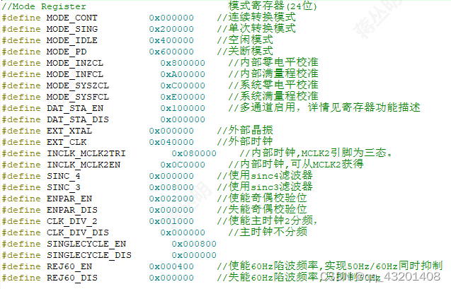 模式寄存器位定义