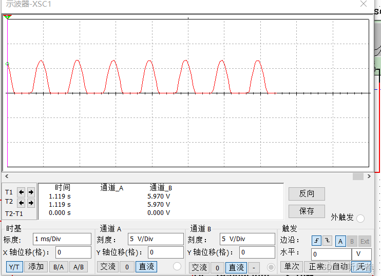 	半波整流实验电路输出波形