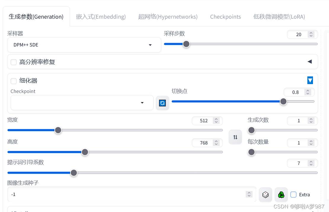 【AIGC】Stable Diffusion的生成参数入门