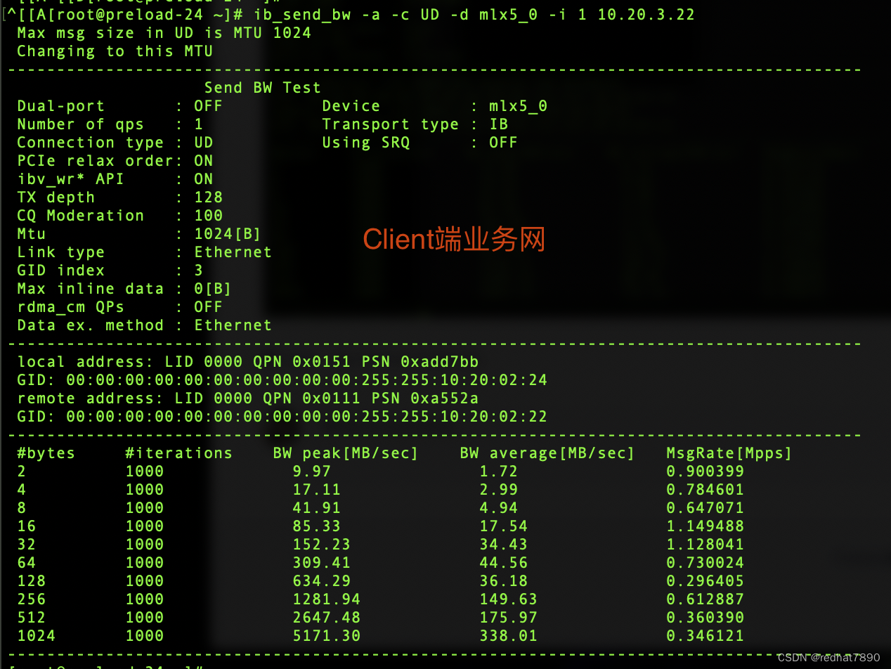 基于KVM两个RDMA端口通信测试 - RoCE传输模式下