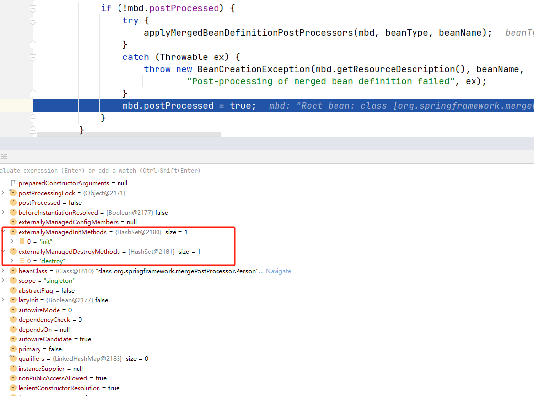 Sping源码（九）—— Bean的初始化（非懒加载）—mergeBeanDefinitionPostProcessor