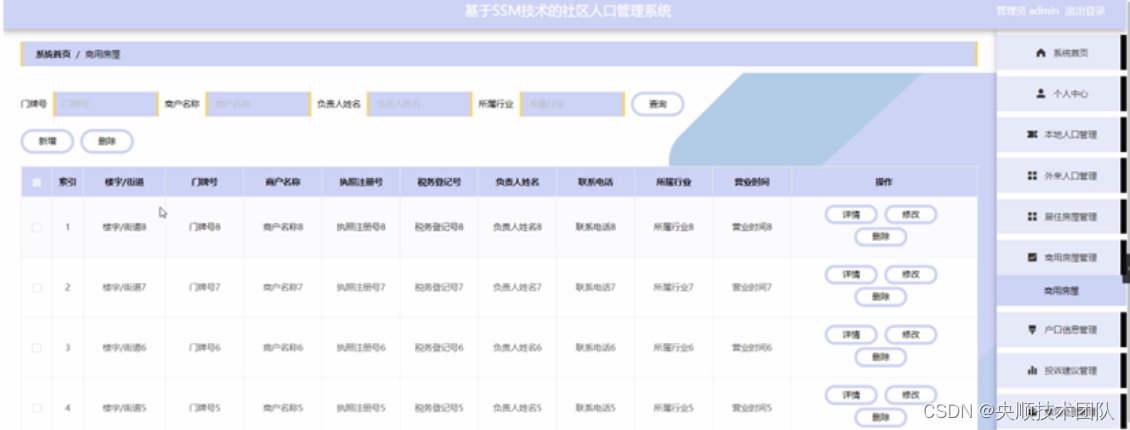 图5-6商用房屋管理界面