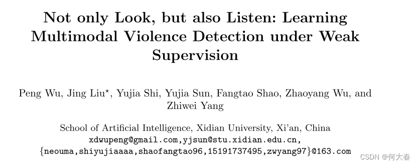 【视频异常检测】Learning Multimodal Violence Detection under Weak Supervision 论文阅读