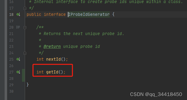 在IProbeIdGenerator接口类增加一个getId方法