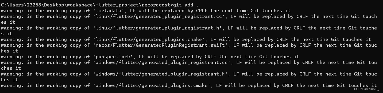 LF will be replaced by CRLF the next time Git touches it