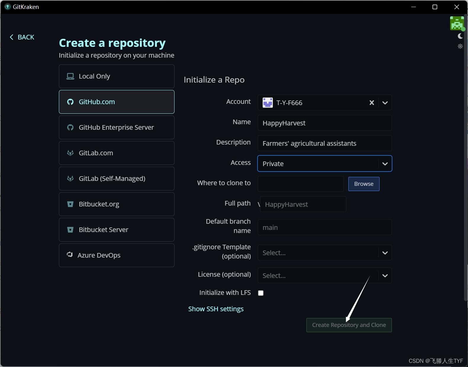 GitKraken Create Repository and Clone不可点击