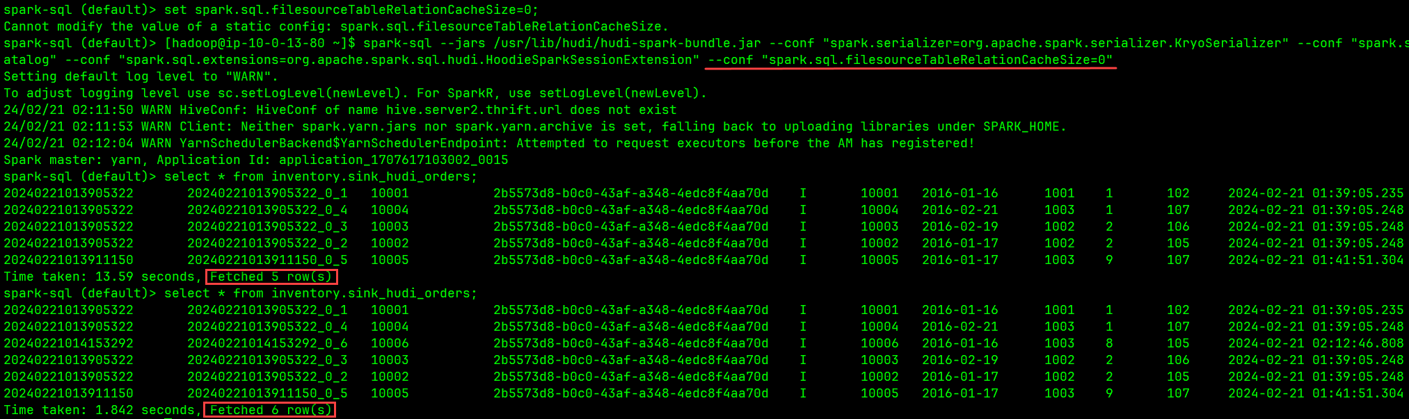 问题：Spark SQL 读不到 Flink 写入 Hudi 表的新数据，打开新 Session 才可见