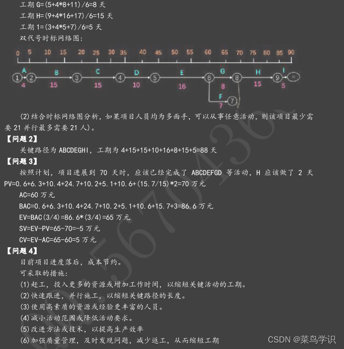 软考-系统集成项目管理中级--常见计算题考点汇总