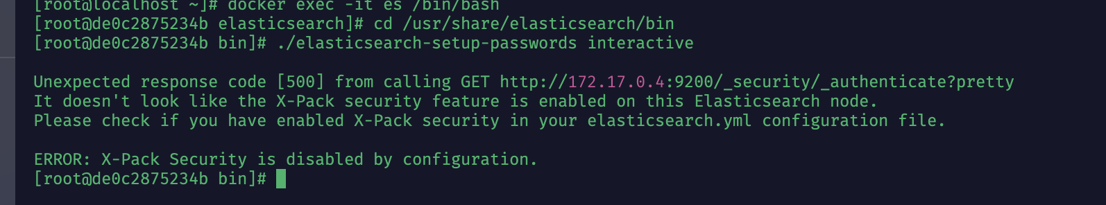 连接到正在运行的Elasticsearch容器。您可以使用以下命令连接到容器：