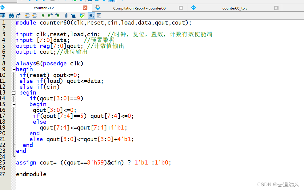 【FPGA & Verilog&Modelsim】 8bitBCD码60计数器_modelsim设计8位计数器-CSDN博客