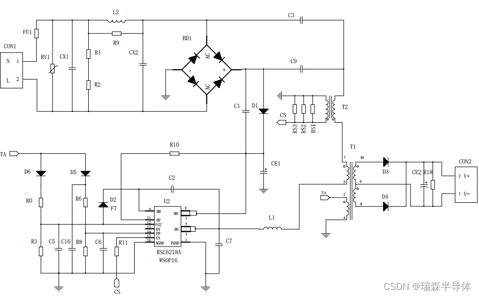 LED驱动模块RSC6218A 典型应用原理图