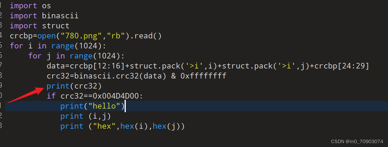 求助，关于图片宽高和CRC验证的py代码_data = crcbp[12:16] + struct.pack('>i', i) + struc ...
